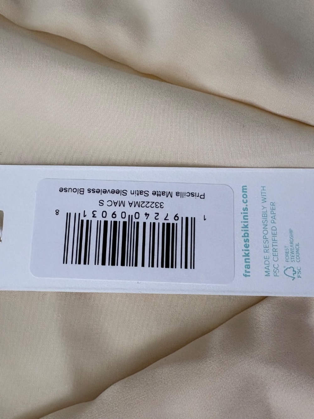 NWT Frankies Bikinis Tank Top Womenβs Small Priscilla Matte Satin Sleeveless Top - Picture 2 of 6